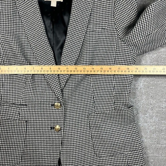 Banana Republic Houndstooth Checkered Business Button Front Italian Blazer Sz 12 - Picture 7 of 7